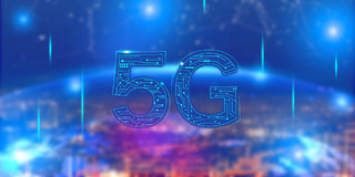 蓝色简约5g科技城市5G展板背景